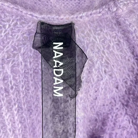 Naadam Mohair‎ Wool Blend Cardigan Sweater Size M Purple - Picture 6 of 10